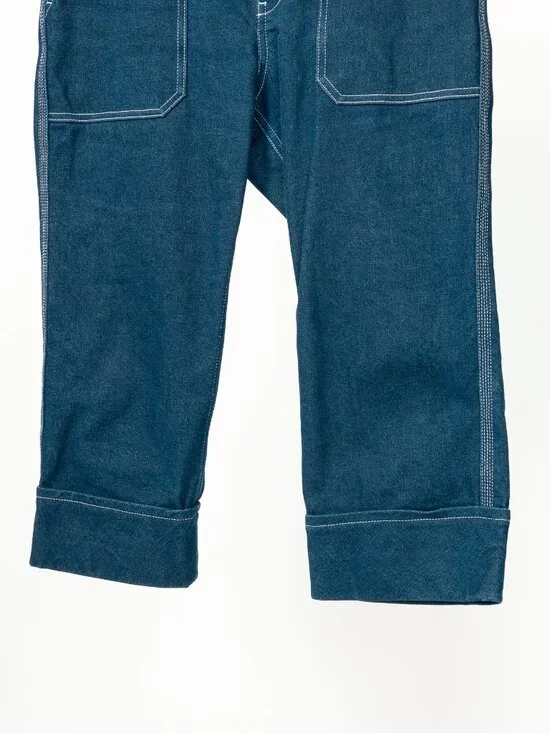 Chloe SS18 Runway Ultramarine Cotton Denim Cropped Circle-Stitch Jeans - Picture 6 of 14